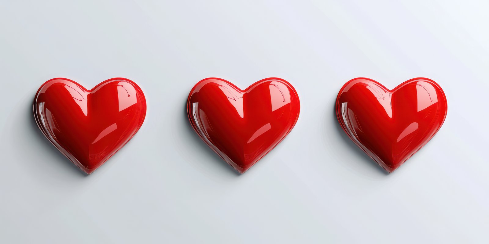 Bright red hearts arranged in a row emphasize love and affection in a simple design